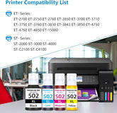 502 High Yield Refill Ink Bottles (4-Pack, Black/Cyan/Magenta/Yellow) - Lomenti Compatible T502 Replacement for Epson ET-3750 ET-3700 ET-2760 ET-2750 ET-3760 ET-4750 ET-3710 ET-15000 ET-2700 Printer